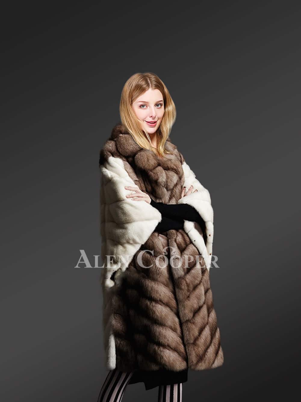 Women’s Elegant Sable Fur Coat With Wide Comfortable Sleeves - Image 2