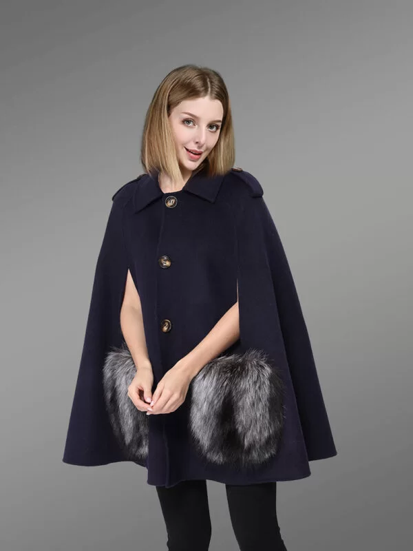 Women Fur Poncho - Image 2