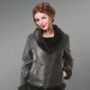 Women shearling jacket in Black