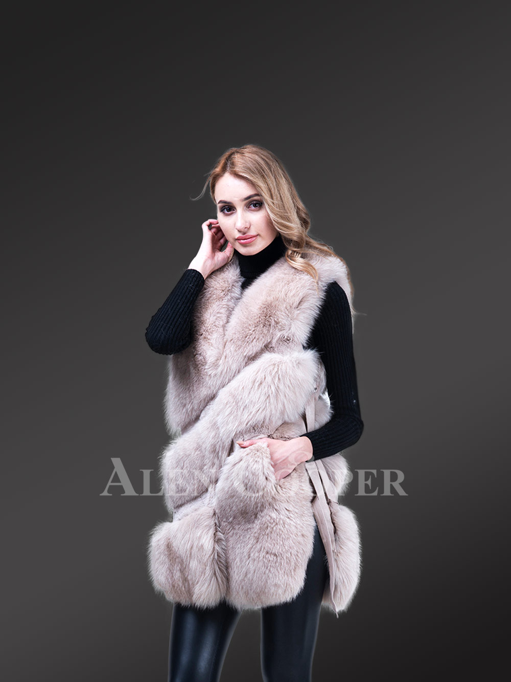 Stylish Fox Fur Vest for Women with a Fashionable Twist in Design - Image 2