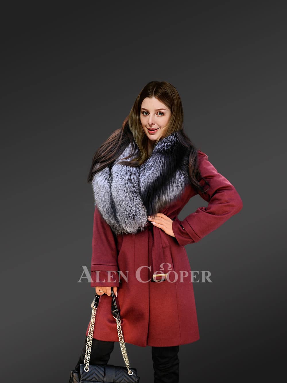 Woolen Coat for Women With Fox Fur Lapel – Sophistication At Its Peak - Image 5