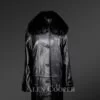 Women’s 100% Genuine Leather Overcoat with Detachable Fox Fur Collar