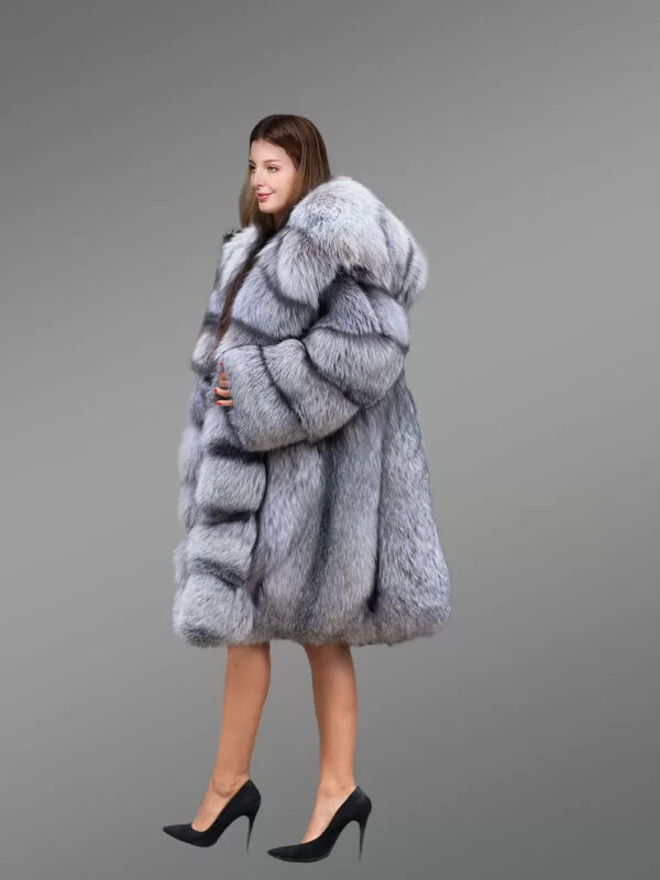 Women Long Coat in Fox Fur with Riveting Looks - Image 5