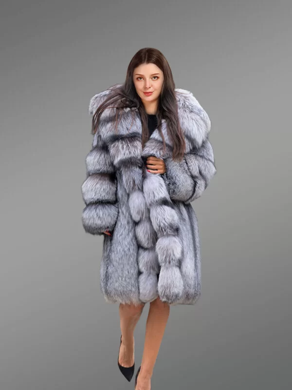 Women Long Coat in Fox Fur with Riveting Looks - Image 2