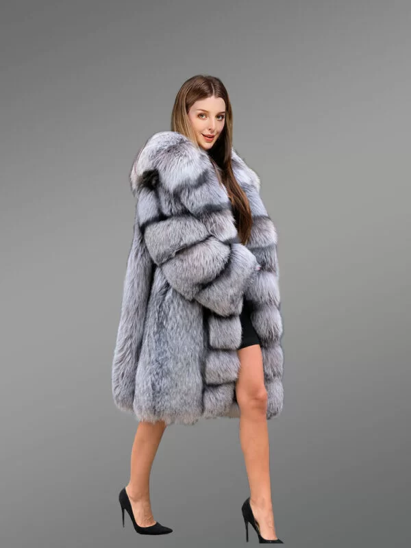 Women Long Coat in Fox Fur with Riveting Looks - Image 4