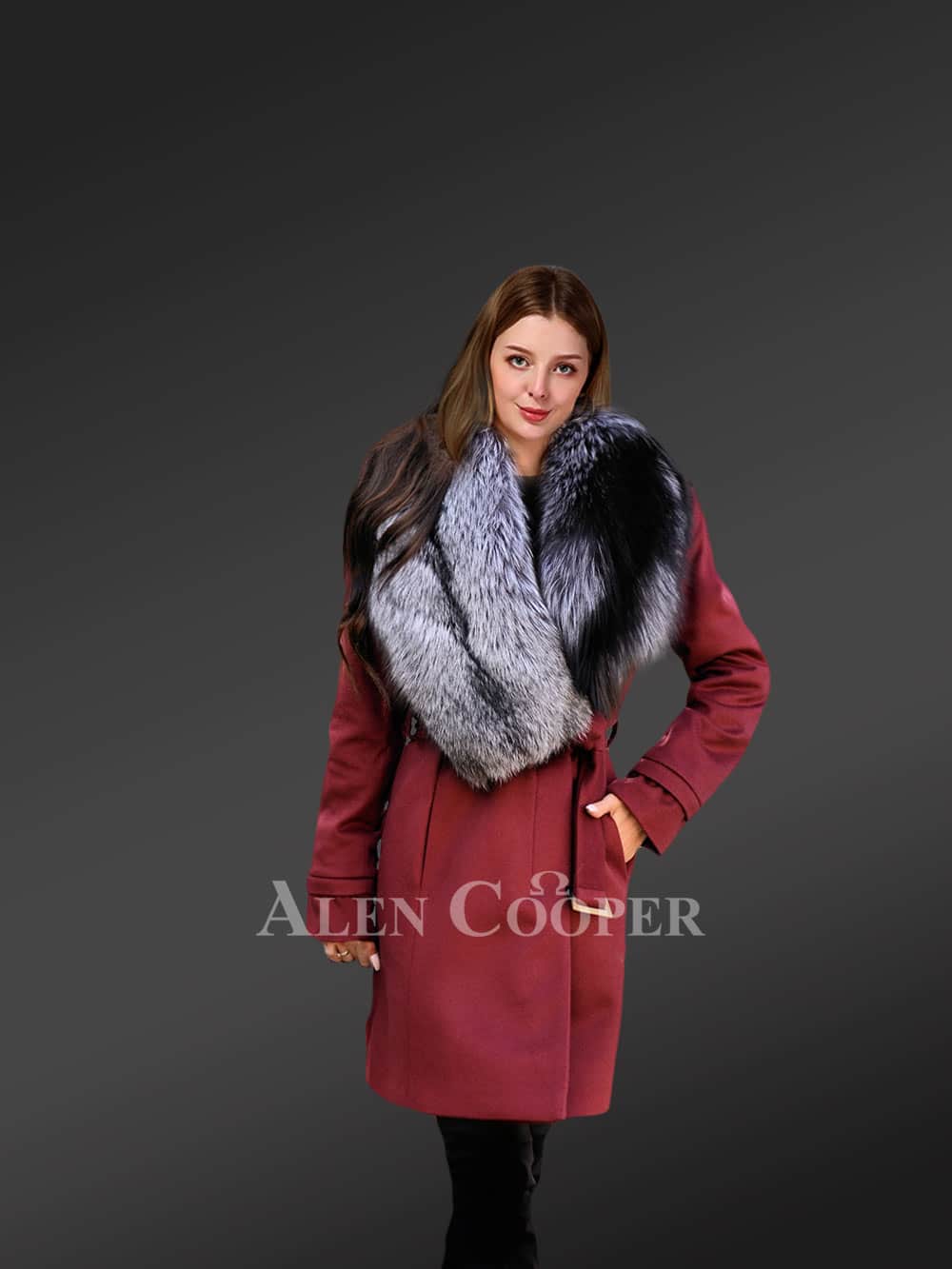 Woolen Coat for Women With Fox Fur Lapel – Sophistication At Its Peak - Image 7