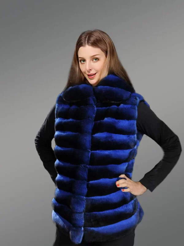 Chinchilla Vest for Women with a Stylish Broad Collar - Image 2