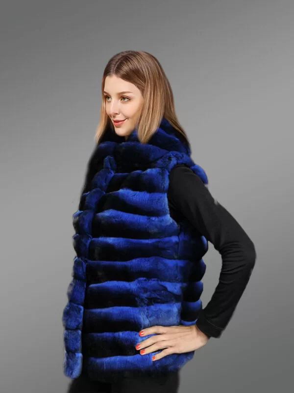 Chinchilla Vest for Women with a Stylish Broad Collar - Image 5