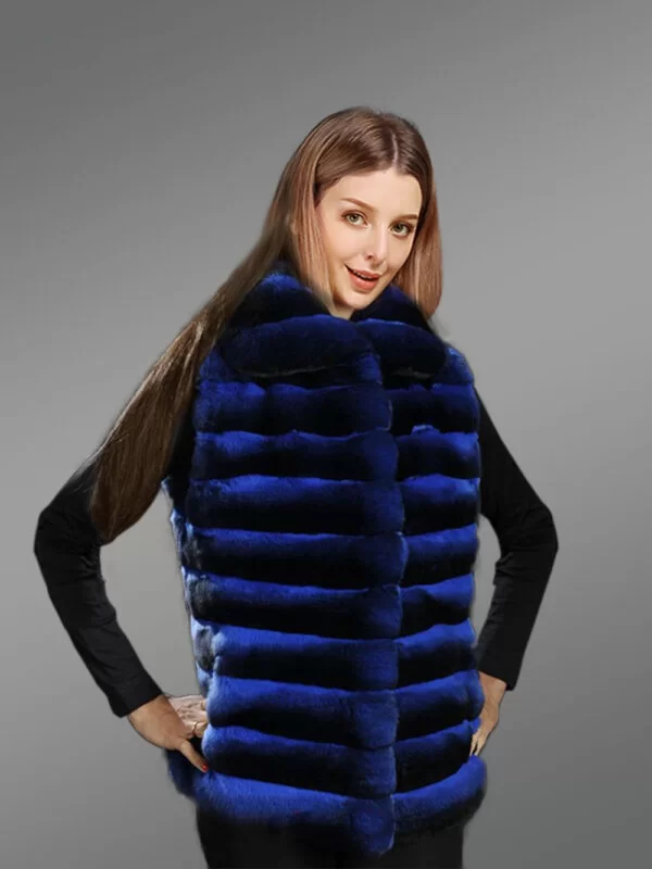 Chinchilla Vest for Women with a Stylish Broad Collar - Image 4