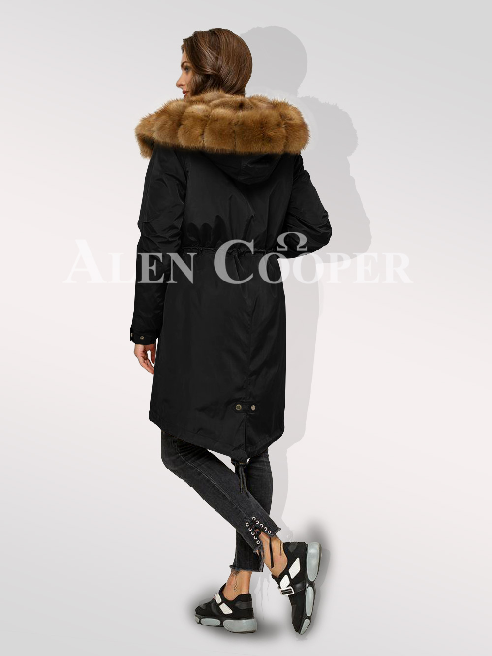 Reinvent Your Charm with Women’s Canadian Fox Fur Hybrid Black Parka Convertibles - Image 4