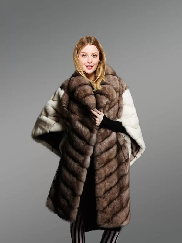 Women’s Elegant Sable Fur Coat With Wide Comfortable Sleeves