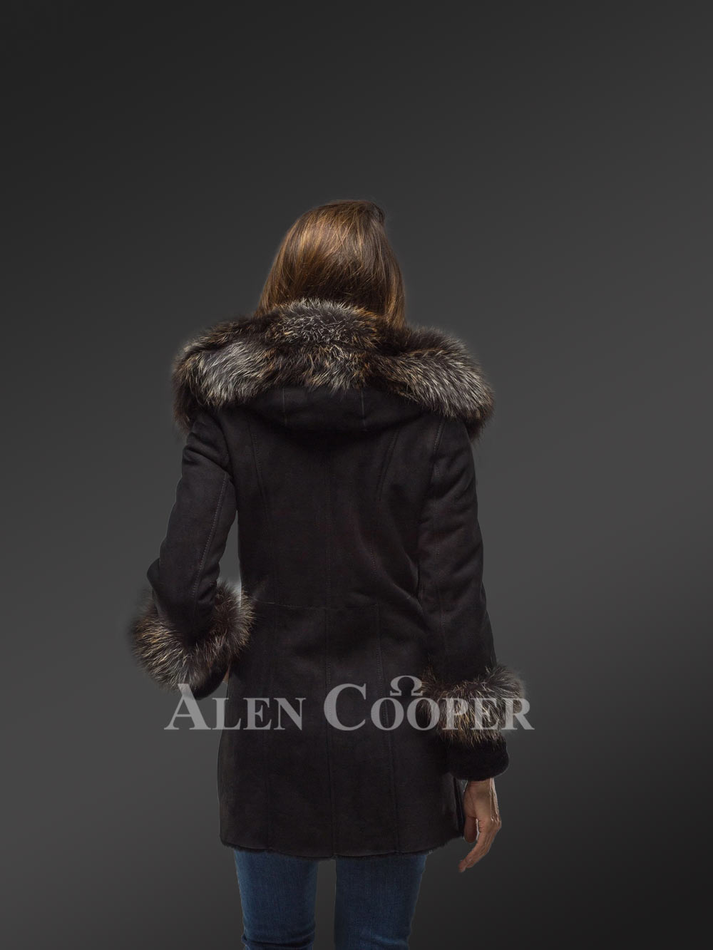 Women’s Mid Length 100% Real Sheepskin Warm Winter Coat with Long Shawl Collar - Image 5