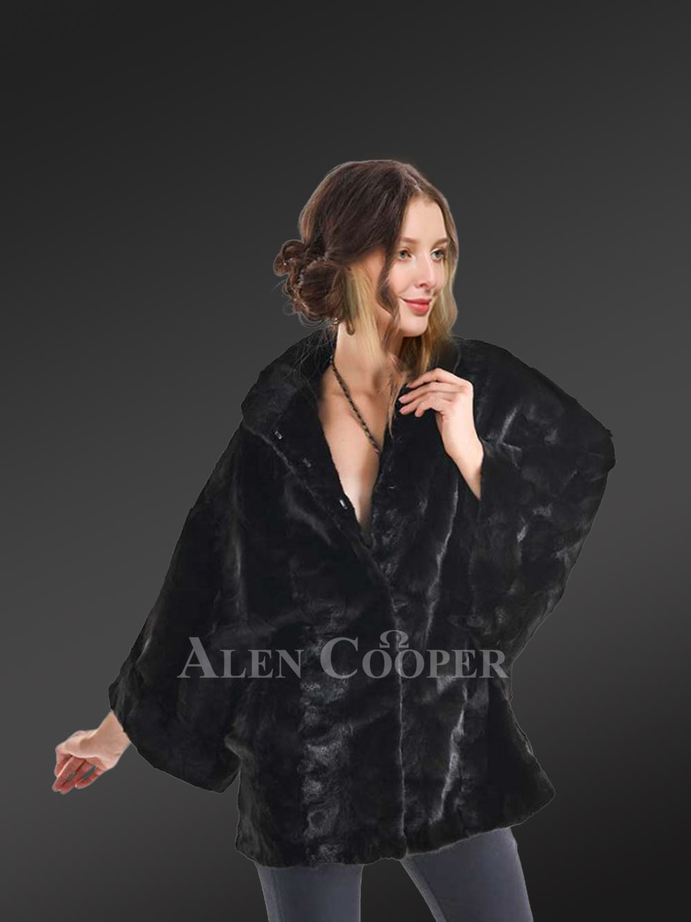 Women Mink Fur Coat in Cape Style is the New Fashion Statement for winter - Image 2