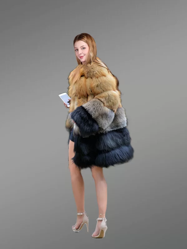 Fox Fur Multicolored Coat to Look Effortlessly Stylish - Image 6