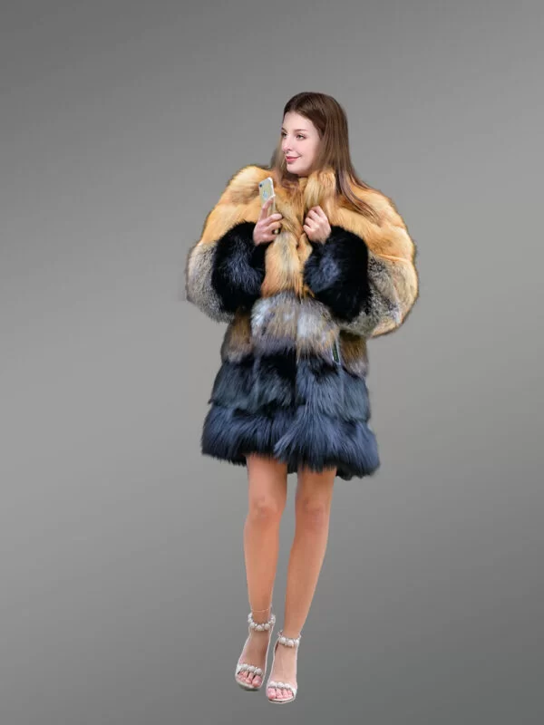 Fox Fur Multicolored Coat to Look Effortlessly Stylish - Image 5