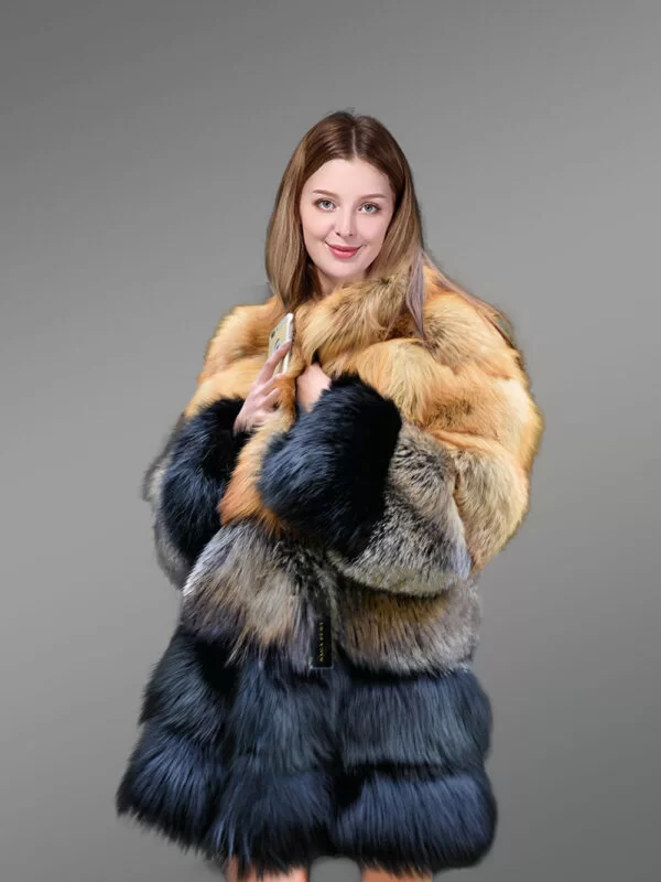 Fox Fur Multicolored Coat to Look Effortlessly Stylish - Image 4