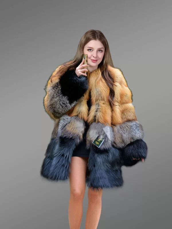 Fox Fur Multicolored Coat to Look Effortlessly Stylish - Image 3