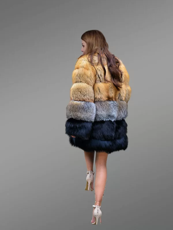 Fox Fur Multicolored Coat to Look Effortlessly Stylish - Image 8