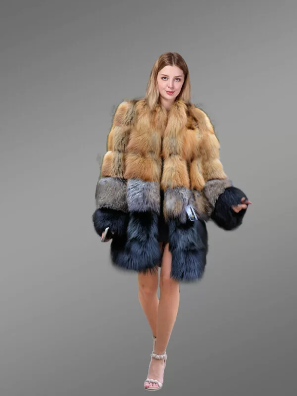 Fox Fur Multicolored Coat to Look Effortlessly Stylish