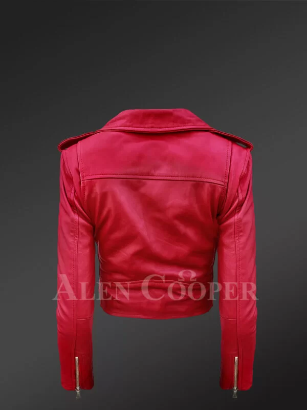 Women's Short Length Moto in Burnt Red - Image 4