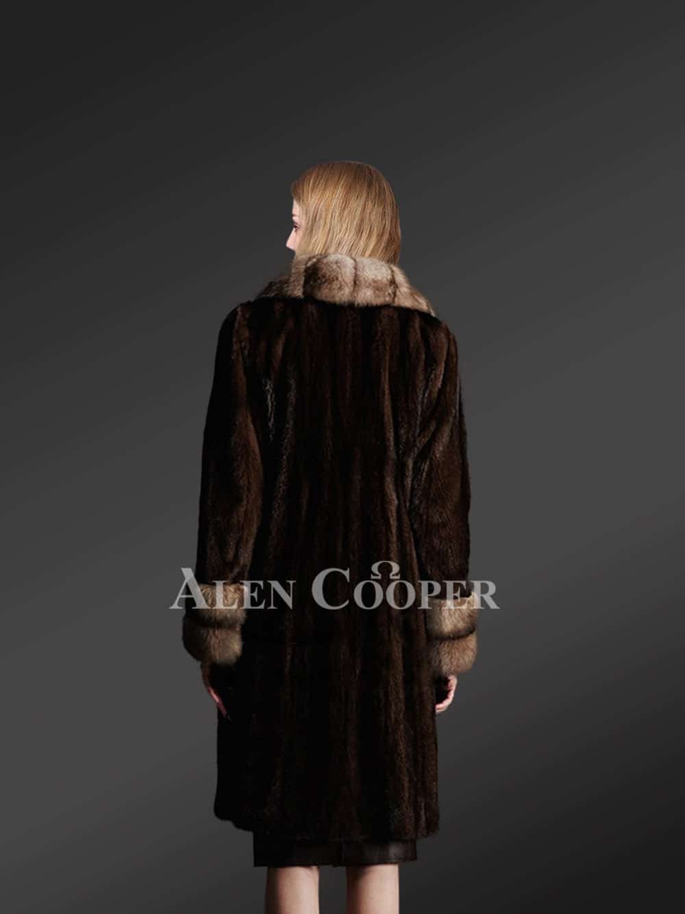 Women’s Elegant Brown Warm Jacket Made from Mink Fur - Image 5