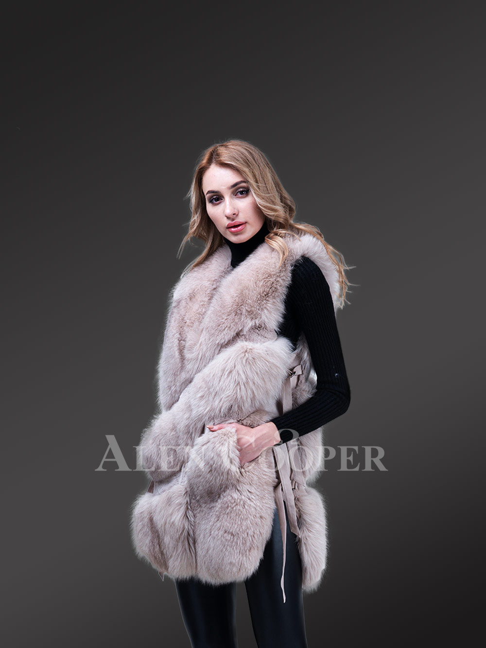 Stylish Fox Fur Vest for Women with a Fashionable Twist in Design - Image 3