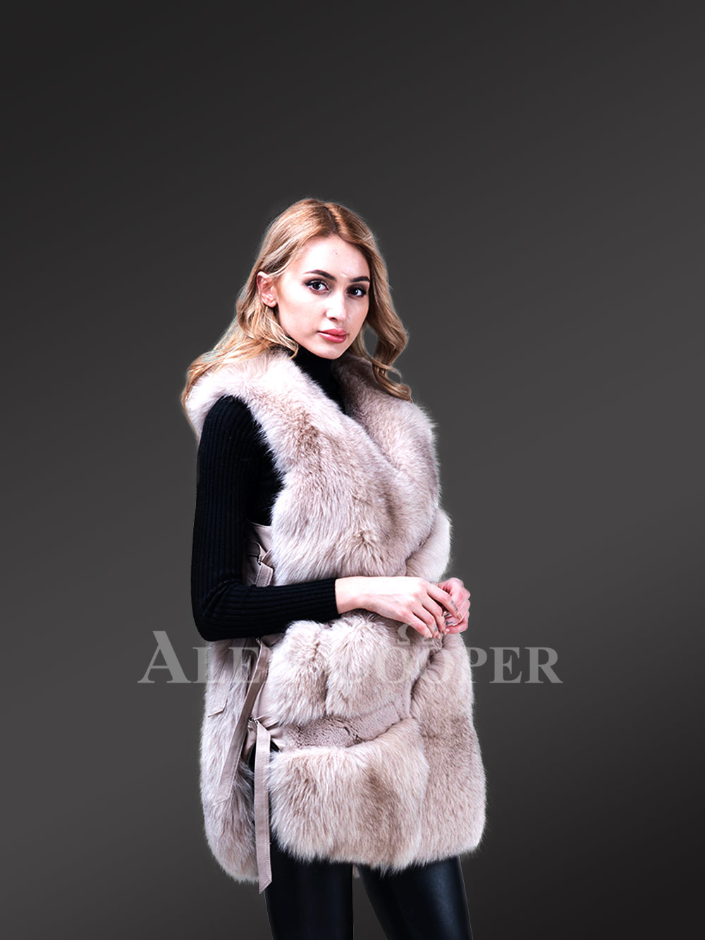 Stylish Fox Fur Vest for Women with a Fashionable Twist in Design - Image 4
