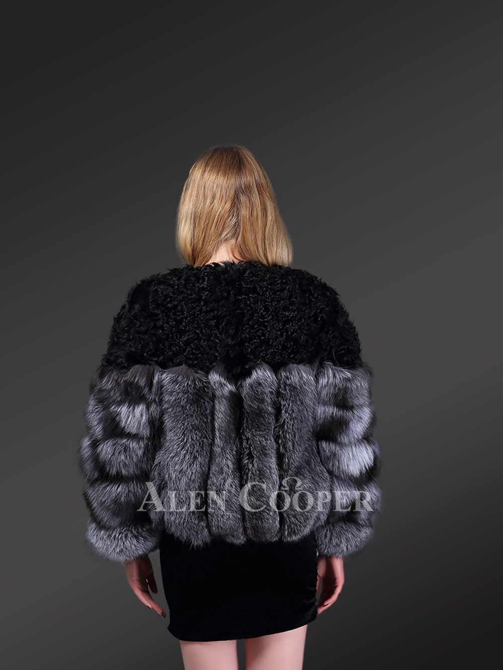 Womens Fox Fur Short Coat With Accentuated Shoulder - Image 5