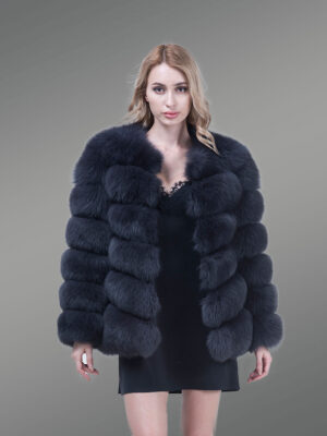 black real fox fur paragraph winter coat