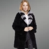 long real fur black warm winter fur coat