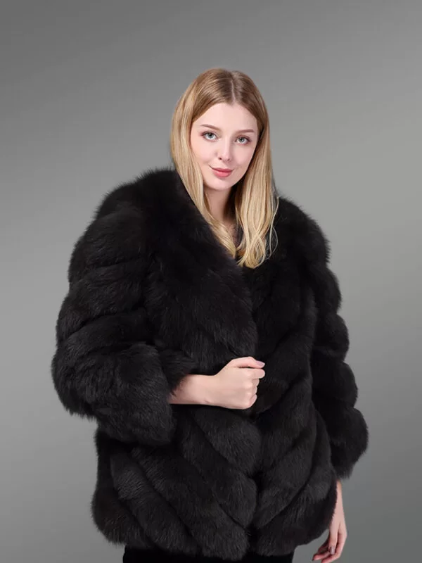 Women’s Luxury Real Fur Oversized Waistcoat in Deep Black