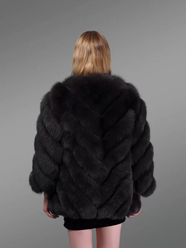 Women’s Luxury Real Fur Oversized Waistcoat in Deep Black - Image 5