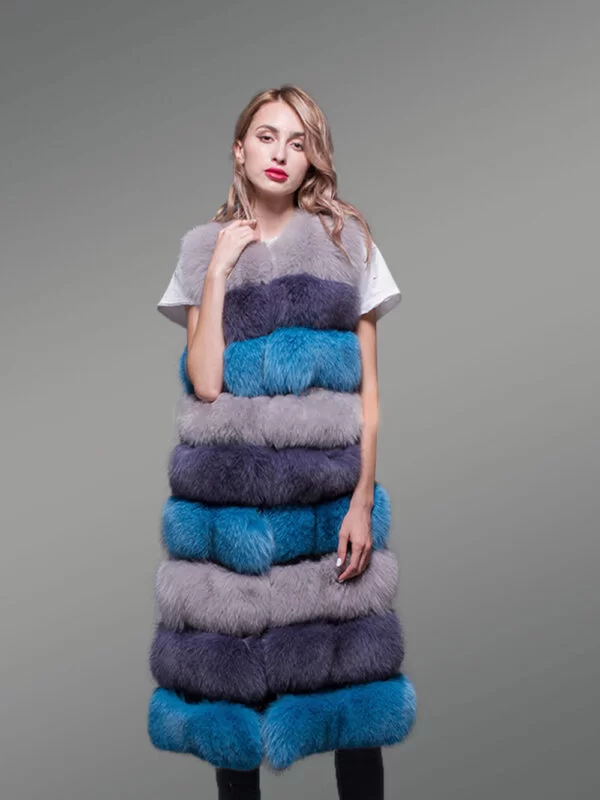 Real Warm Real Fox Fur Multi Color Paragraph Winter Vest for Women - Image 5