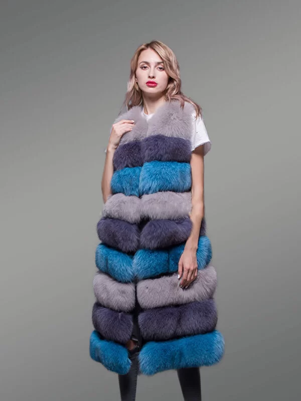 Real Warm Real Fox Fur Multi Color Paragraph Winter Vest for Women - Image 4