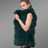 sleeveless real fox fur paragraph coat