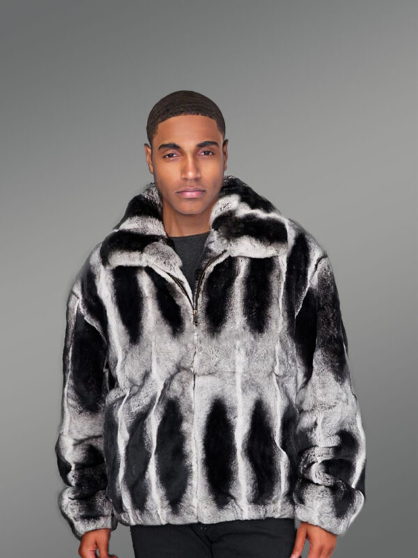 Rabbit fur Bomber Jacket for Men