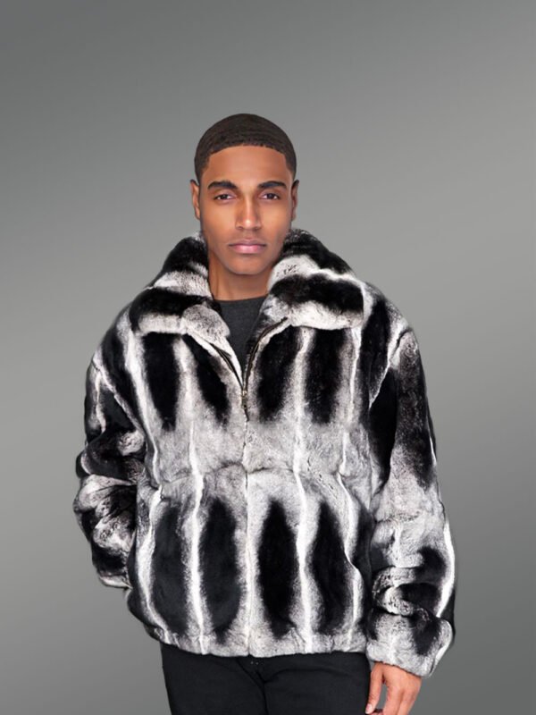 Rabbit fur Bomber Jacket for Men - Image 3