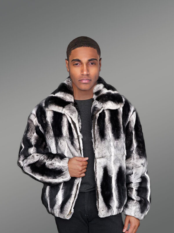 Rabbit fur Bomber Jacket for Men - Image 2