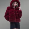 wine hue real fox fur paragraph winter coat