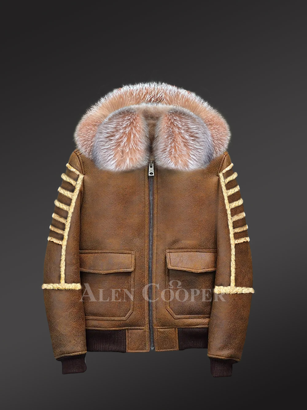 Shearling Aviator Bomber Jacket - Image 10