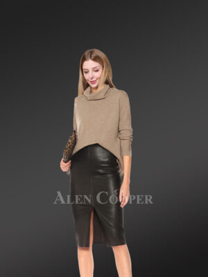 Ocean Drive Leather Midi Skirt in Versatile Black for Ladies is trendy