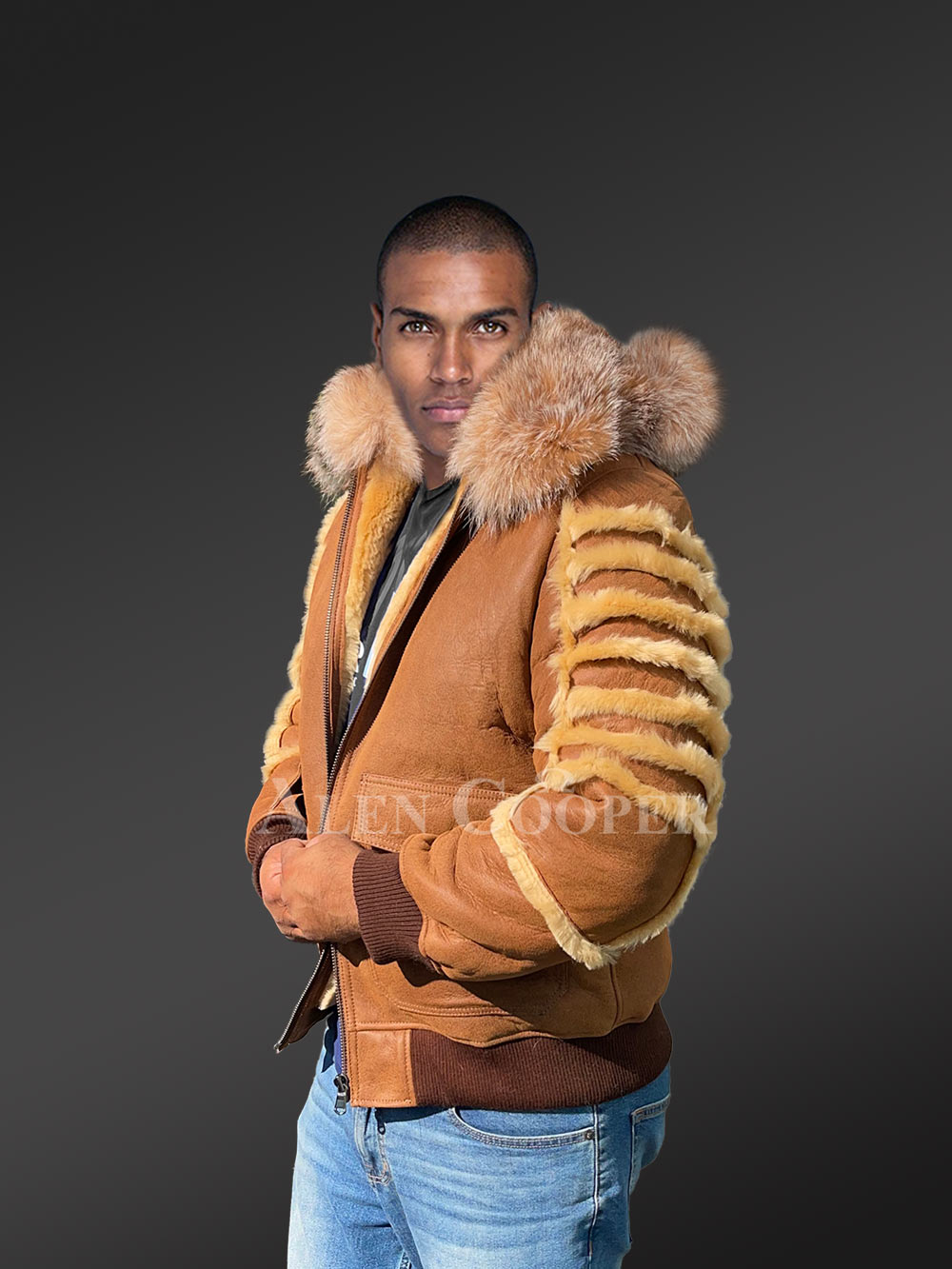Shearling Aviator Bomber Jacket - Image 5