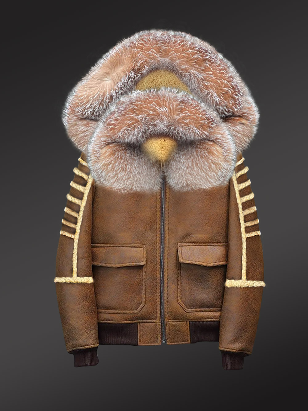 Shearling Aviator Bomber Jacket - Image 15