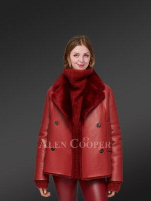 Shearling Calla Coat in Cherry Red Is the New-Age Winter Fashion