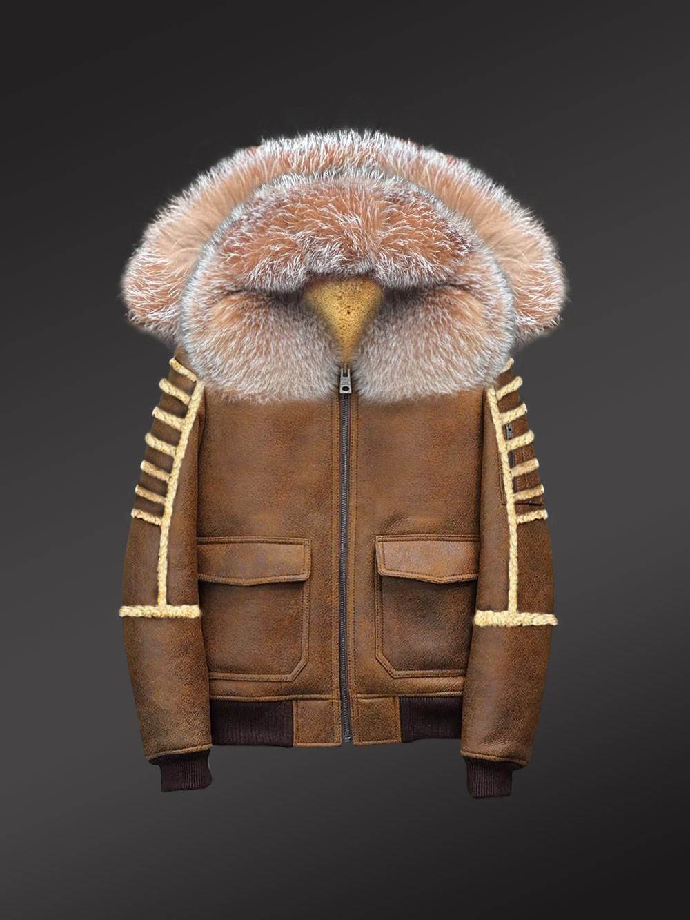 Shearling Aviator Bomber Jacket - Image 7