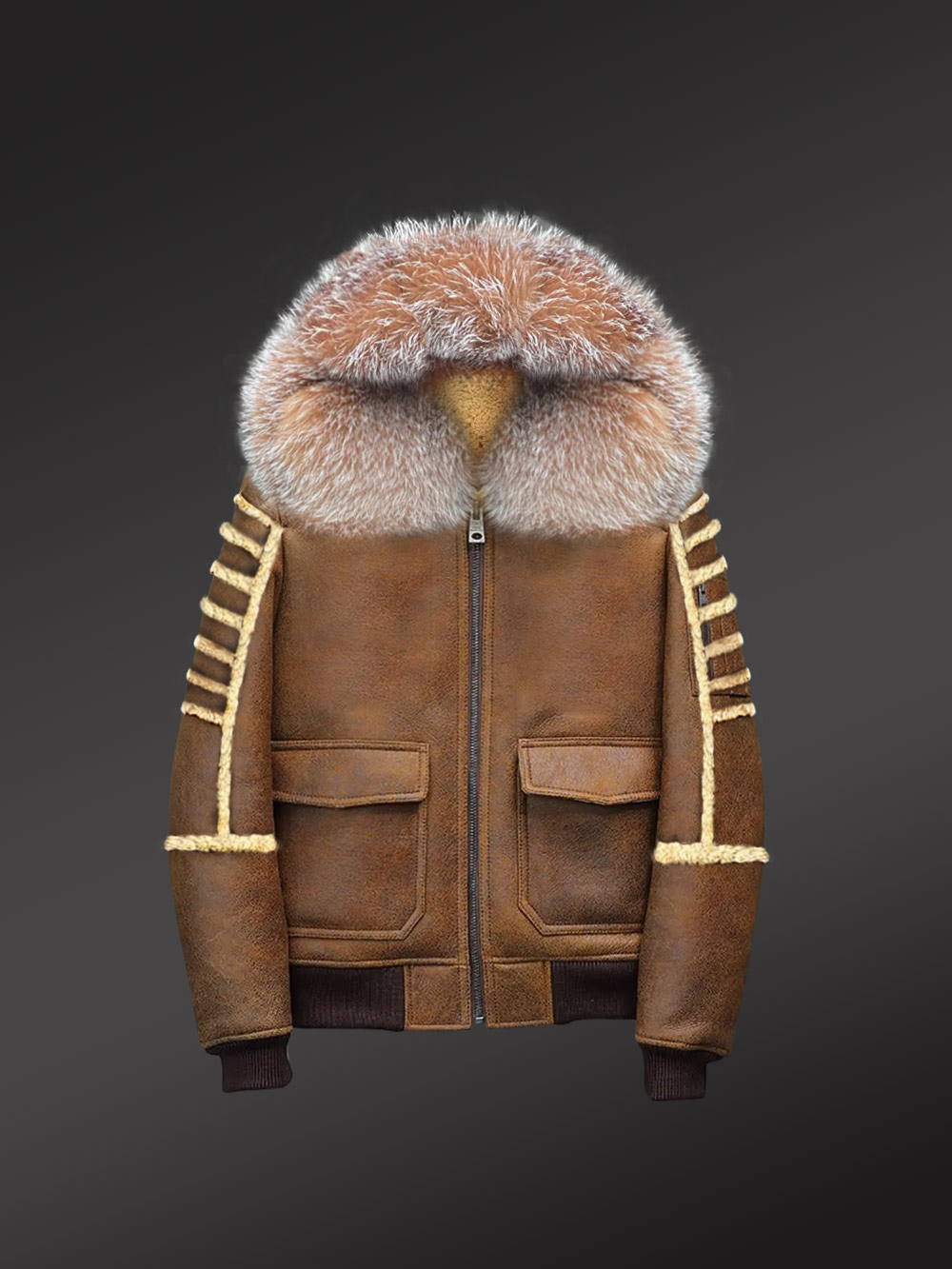 Shearling Aviator Bomber Jacket - Image 14