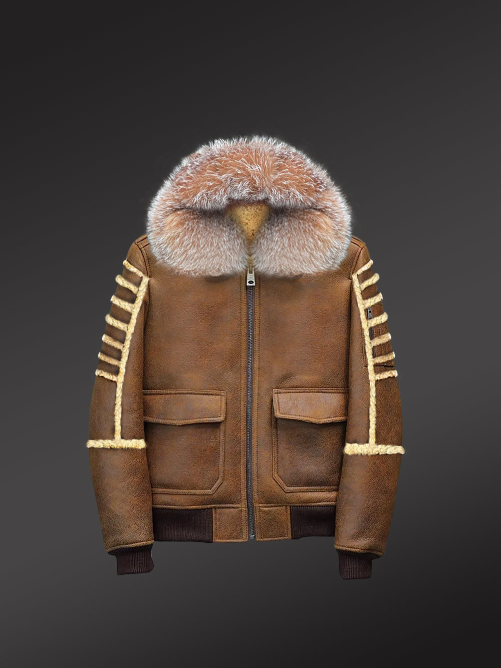Shearling Aviator Bomber Jacket - Image 13