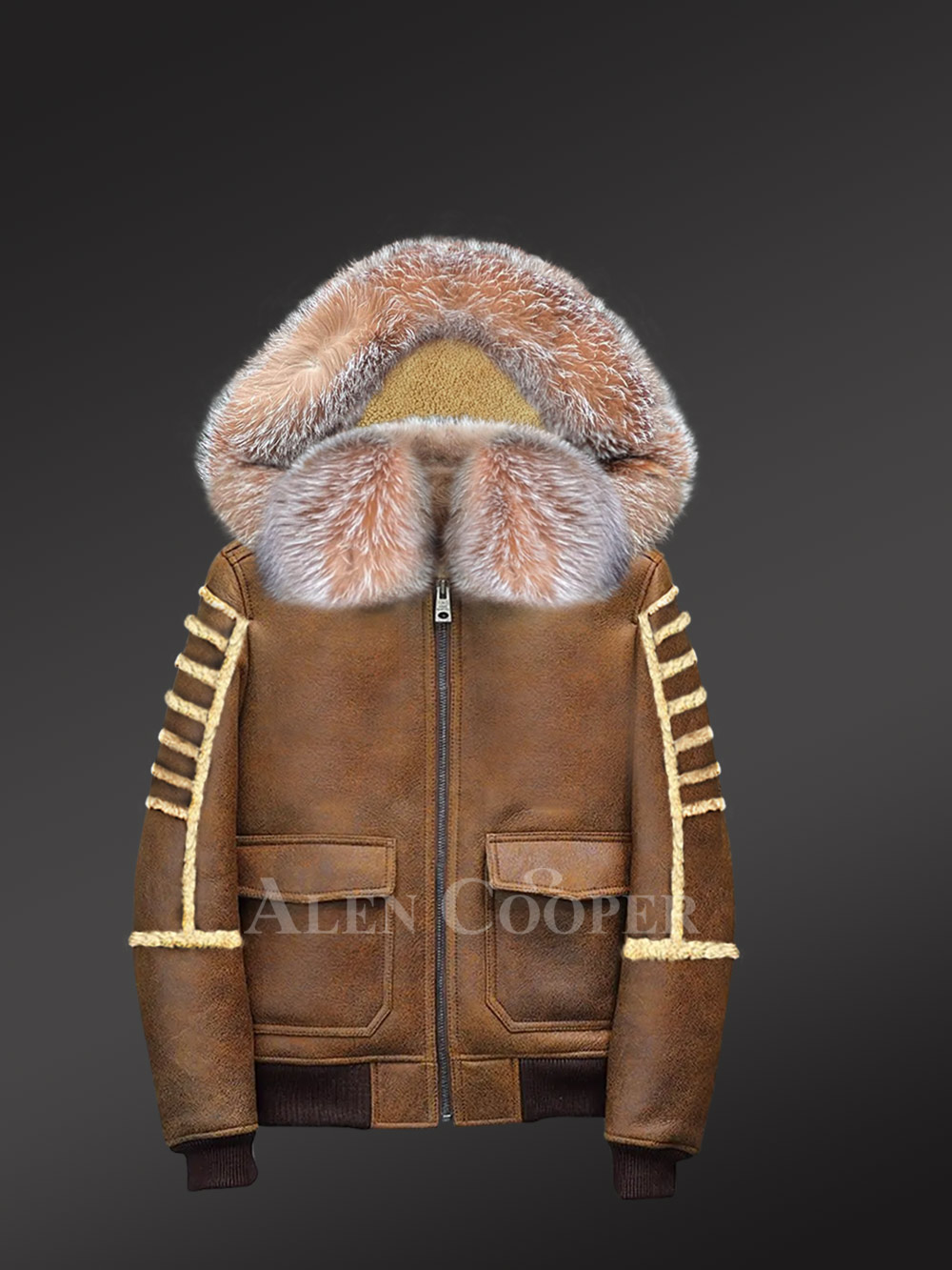 Shearling Aviator Bomber Jacket - Image 11