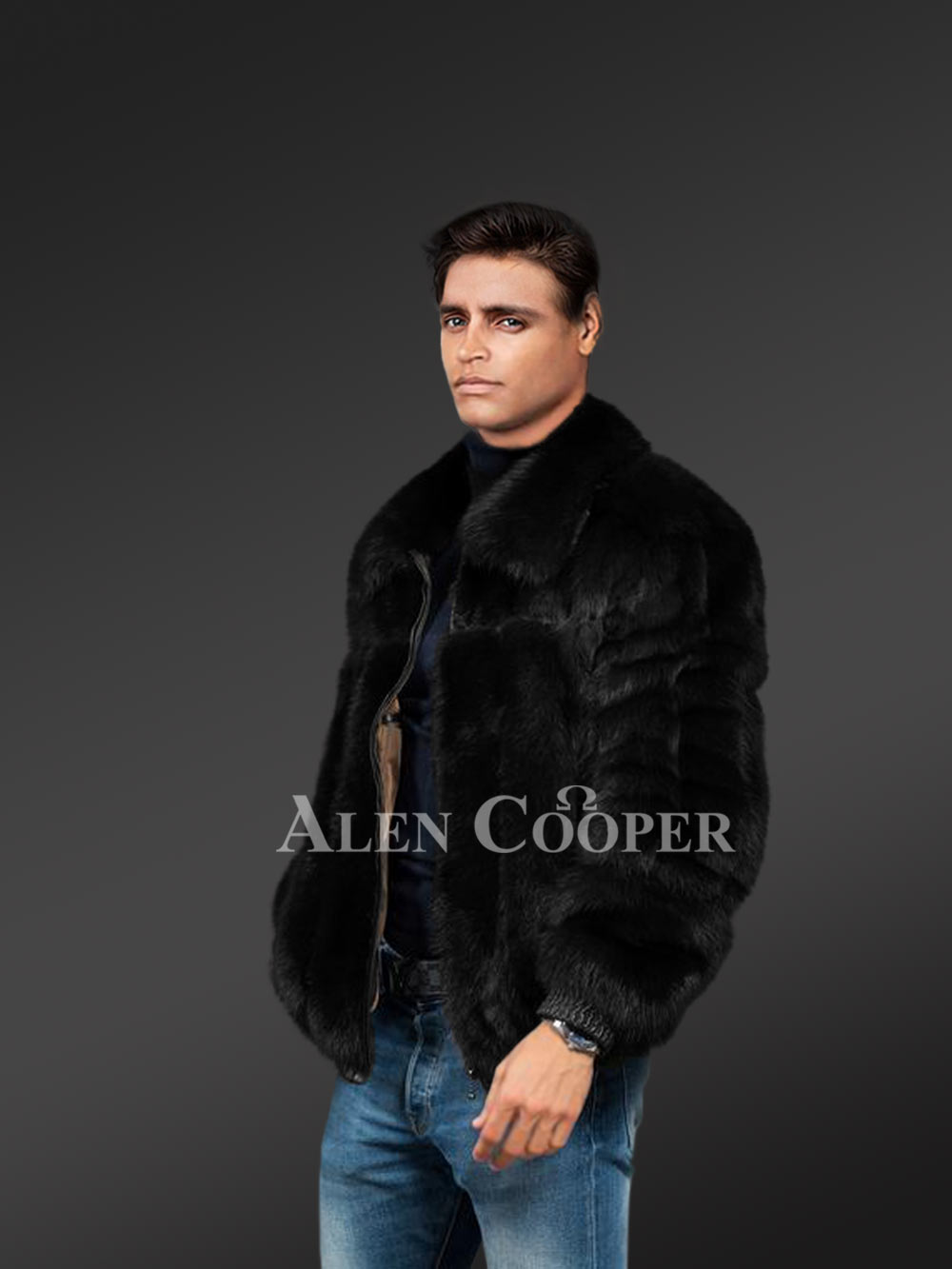 Black Full Skin Mink Fur Bomber Jacket for Men is Stylish and Luxurious - Image 2