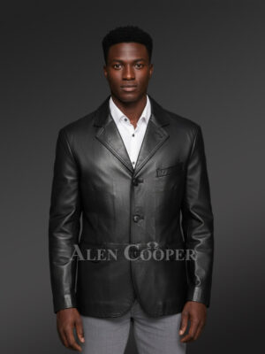 Black Leather Dress Jacket for Men – Formal Outfit for Dazzling Appearance